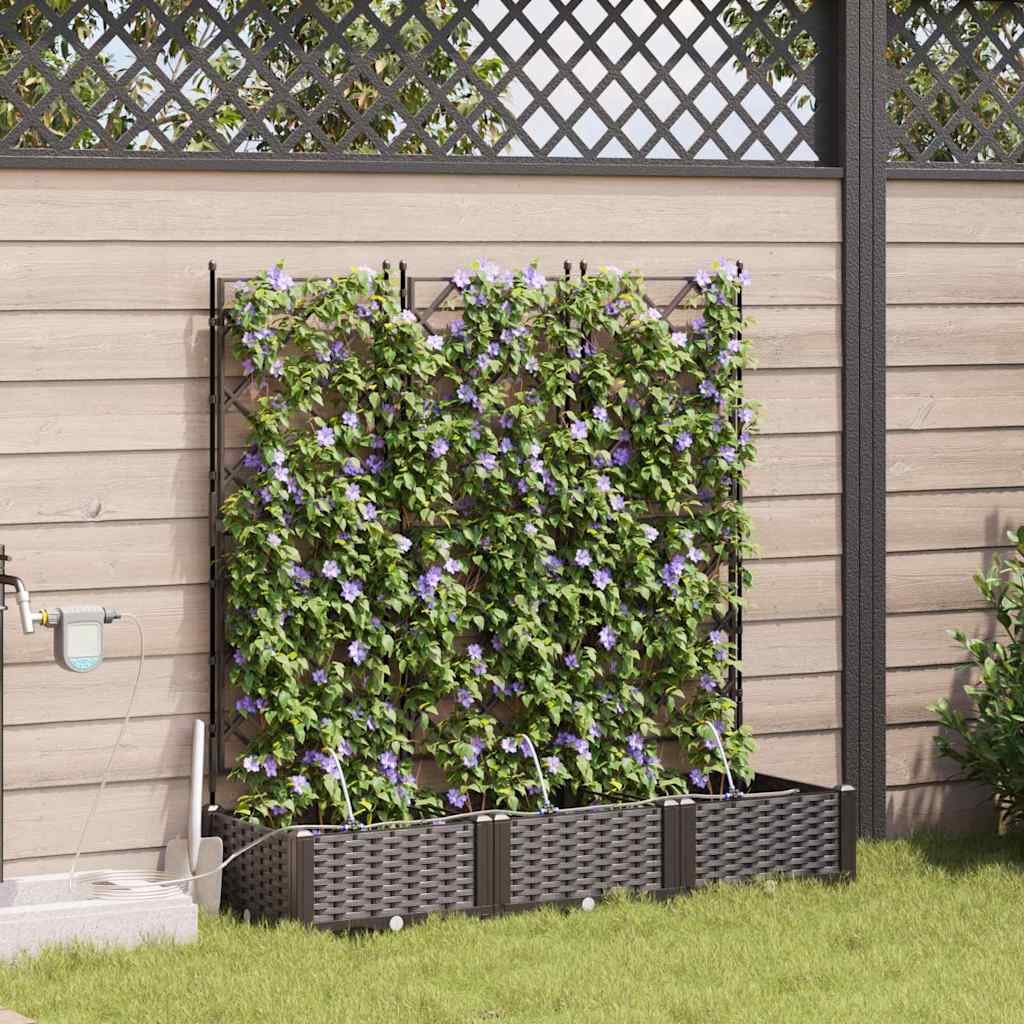 vidaXL Γλάστρα Κήπου 3 pcs Καφέ 120 x 40 x 126 cm Πλαστικό