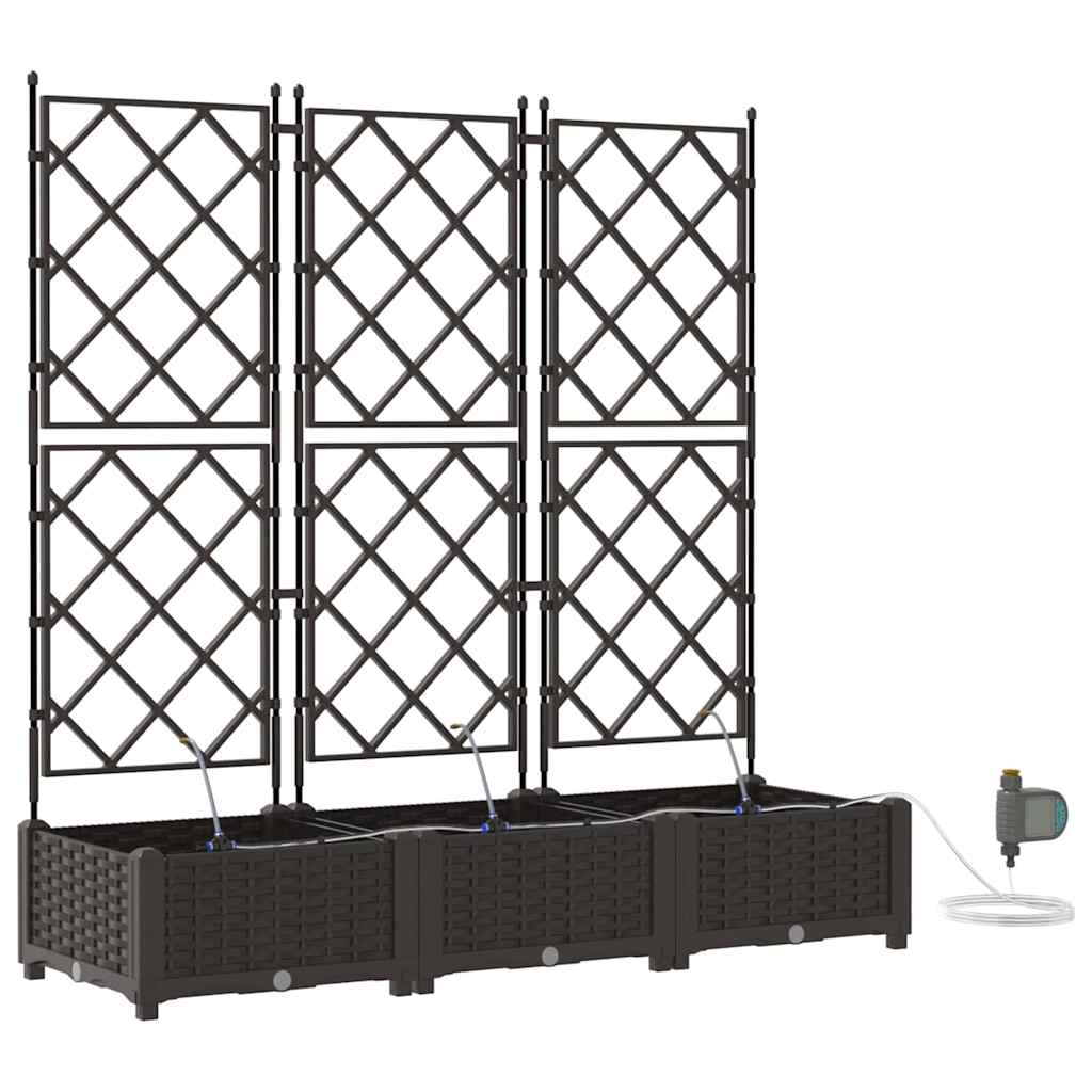 vidaXL Γλάστρα Κήπου 3 pcs Καφέ 120 x 40 x 126 cm Πλαστικό