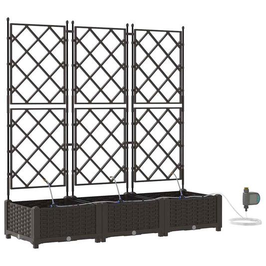 vidaXL Γλάστρα Κήπου 3 pcs Καφέ 120 x 40 x 126 cm Πλαστικό