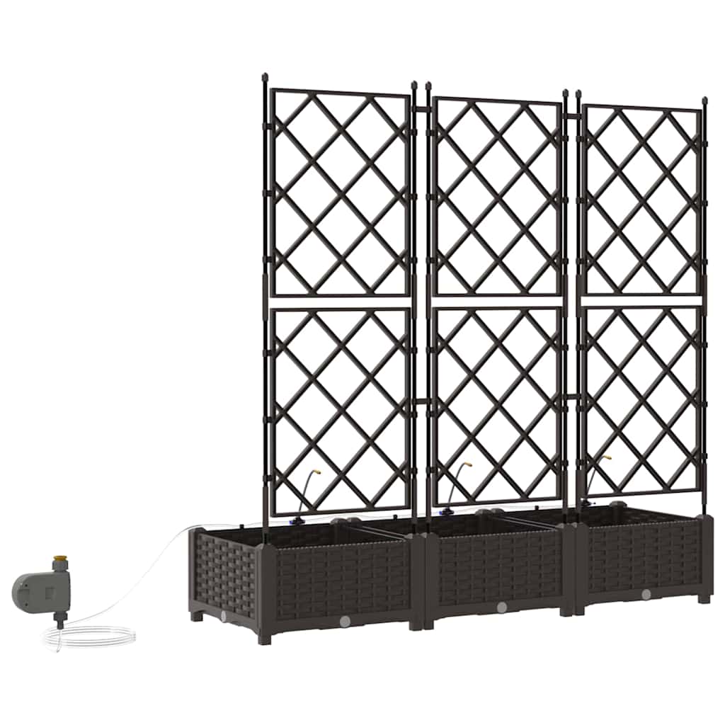 vidaXL Γλάστρα Κήπου 3 pcs Καφέ 120 x 40 x 126 cm Πλαστικό