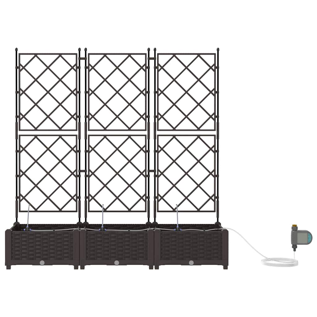 vidaXL Γλάστρα Κήπου 3 pcs Καφέ 120 x 40 x 126 cm Πλαστικό