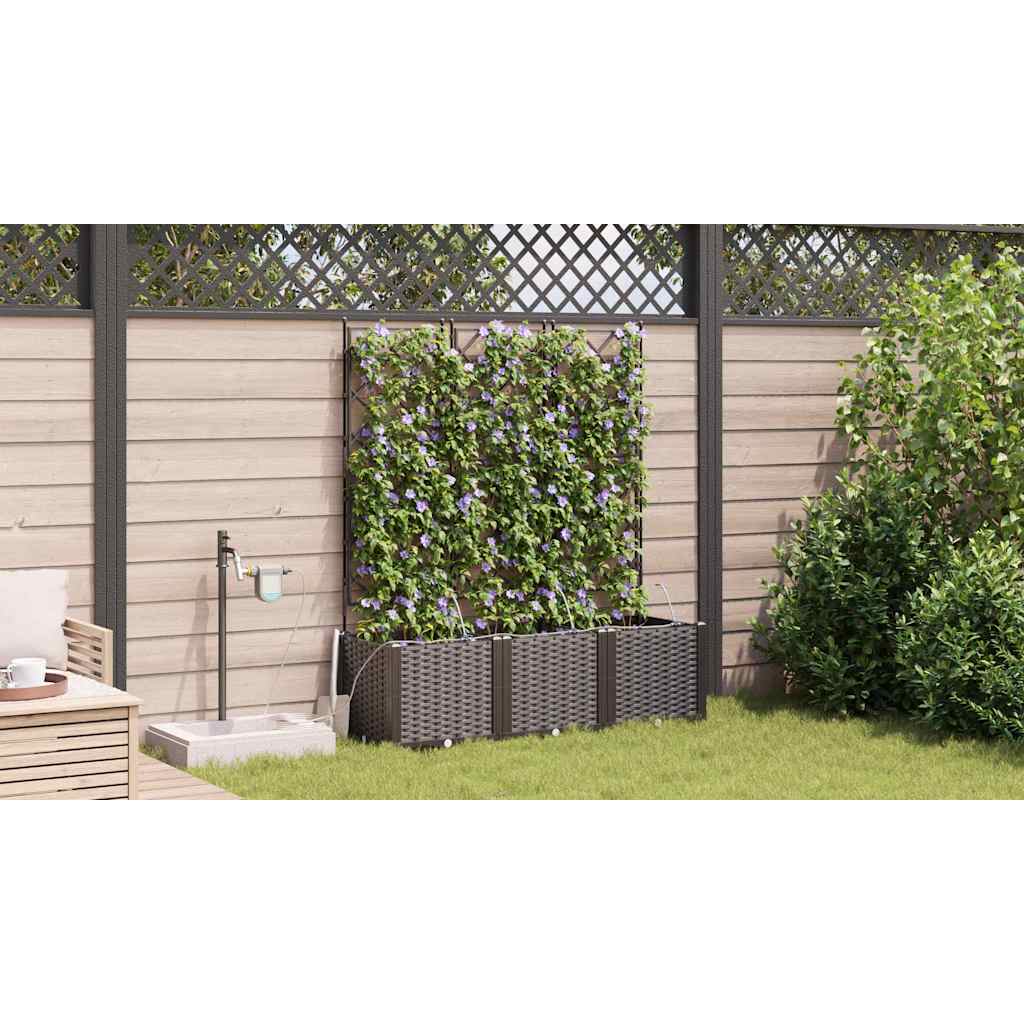 vidaXL Γλάστρα Κήπου 3 pcs Καφέ 120 x 40 x 142 cm Πλαστικό