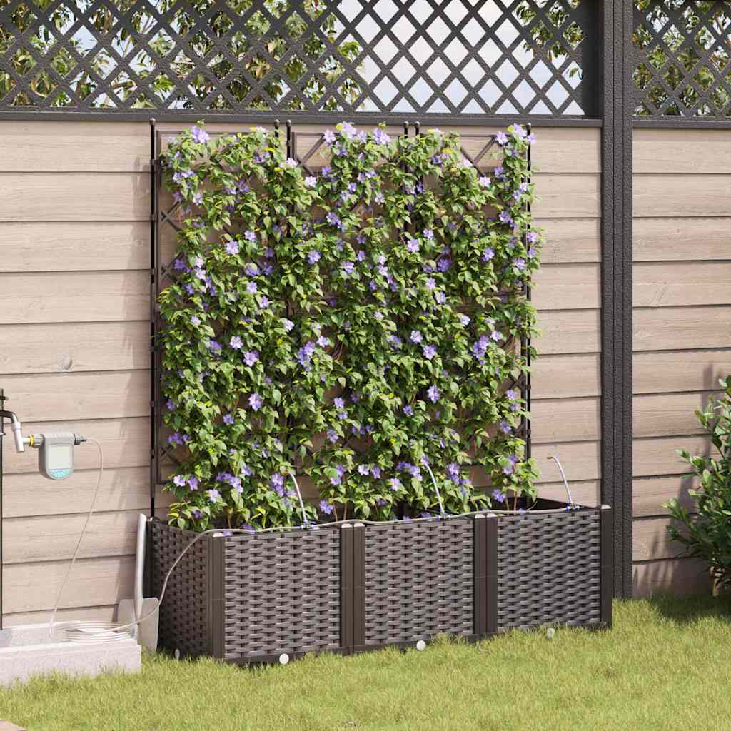 vidaXL Γλάστρα Κήπου 3 pcs Καφέ 120 x 40 x 142 cm Πλαστικό