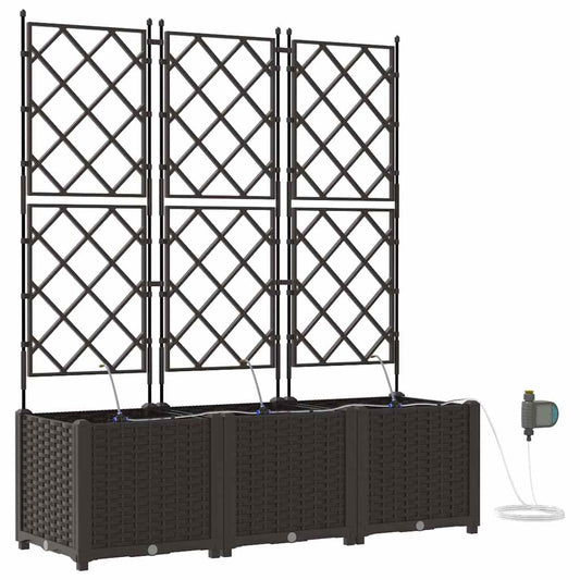 vidaXL Γλάστρα Κήπου 3 pcs Καφέ 120 x 40 x 142 cm Πλαστικό