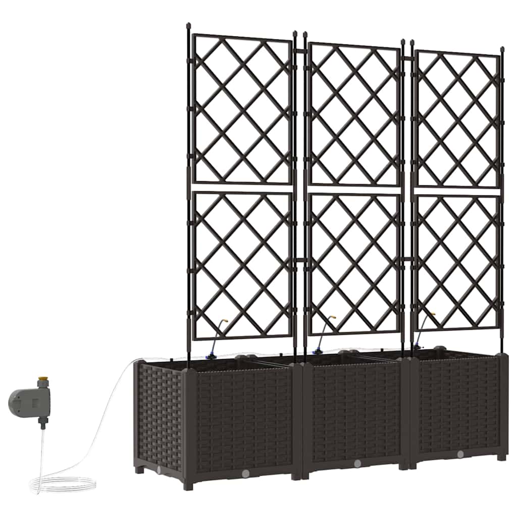 vidaXL Γλάστρα Κήπου 3 pcs Καφέ 120 x 40 x 142 cm Πλαστικό