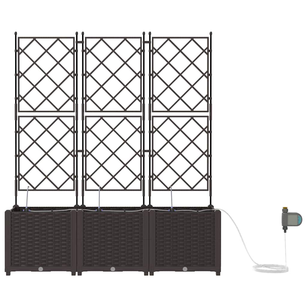vidaXL Γλάστρα Κήπου 3 pcs Καφέ 120 x 40 x 142 cm Πλαστικό