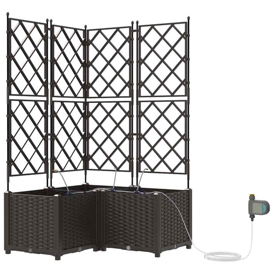vidaXL Γλάστρα Κήπου 3 τμχ. Καφέ 80 x 80 x 142 cm PP