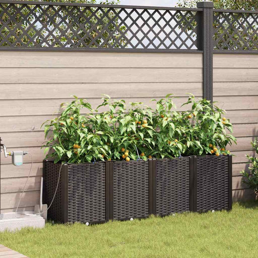 vidaXL Γλάστρα Κήπου 4 pcs Καφέ 160 x 40 x 52 cm Πλαστικό