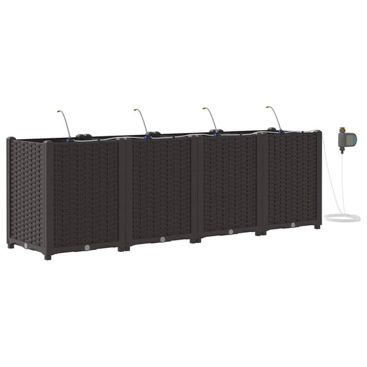 vidaXL Γλάστρα Κήπου 4 pcs Καφέ 160 x 40 x 52 cm Πλαστικό