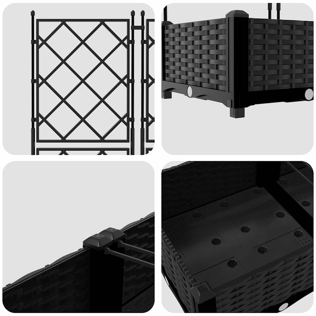 vidaXL Γλάστρα Κήπου 2 τμχ. Μαύρο 80 x 40 x 125,5 εκ. PP