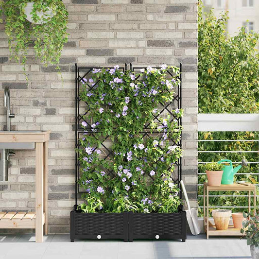vidaXL Γλάστρα Κήπου 2 pcs Μαύρο 80 x 40 x 125,5 εκ. Πλαστικό