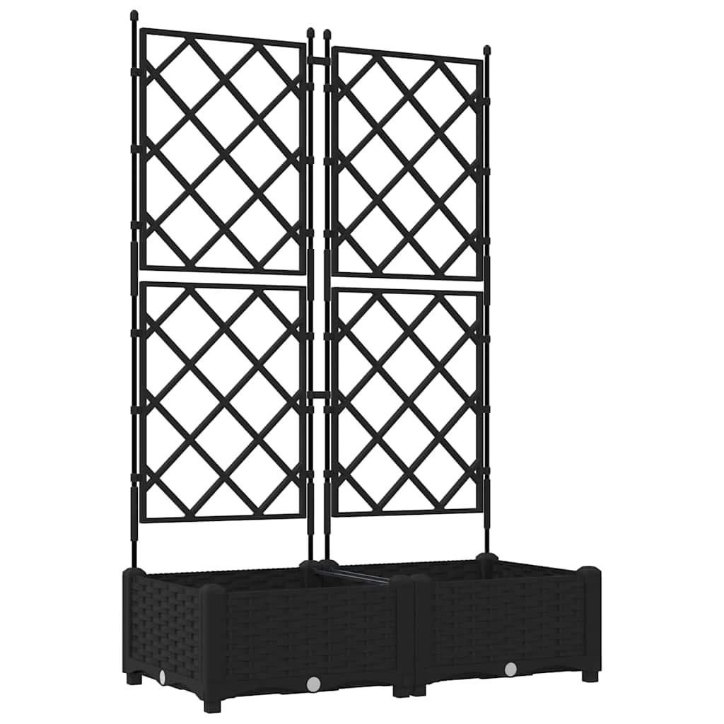 vidaXL Γλάστρα Κήπου 2 τμχ. Μαύρο 80 x 40 x 125,5 εκ. PP