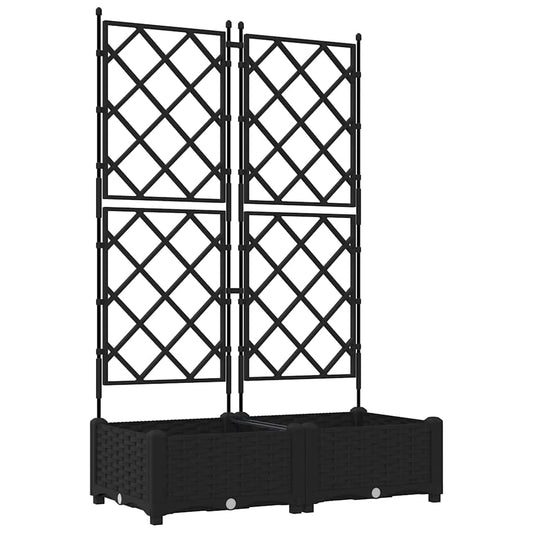vidaXL Γλάστρα Κήπου 2 pcs Μαύρο 80 x 40 x 125,5 εκ. Πλαστικό