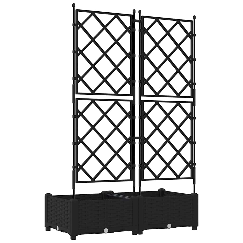 vidaXL Γλάστρα Κήπου 2 τμχ. Μαύρο 80 x 40 x 125,5 εκ. PP