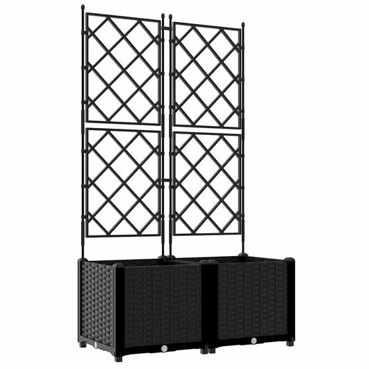 vidaXL Γλάστρα Κήπου 2 τμχ. Μαύρο 80 x 40 x 143 εκ. PP