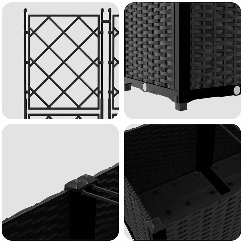 vidaXL Γλάστρα Κήπου 3 pcs Μαύρο 120 x 40 x 143 εκ. Πλαστικό