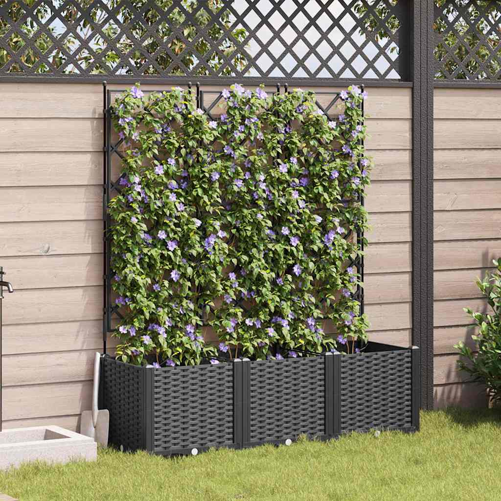 vidaXL Γλάστρα Κήπου 3 pcs Μαύρο 120 x 40 x 143 εκ. Πλαστικό