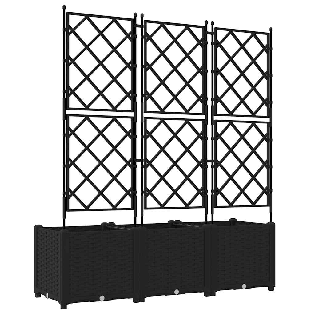 vidaXL Γλάστρα Κήπου 3 pcs Μαύρο 120 x 40 x 143 εκ. Πλαστικό