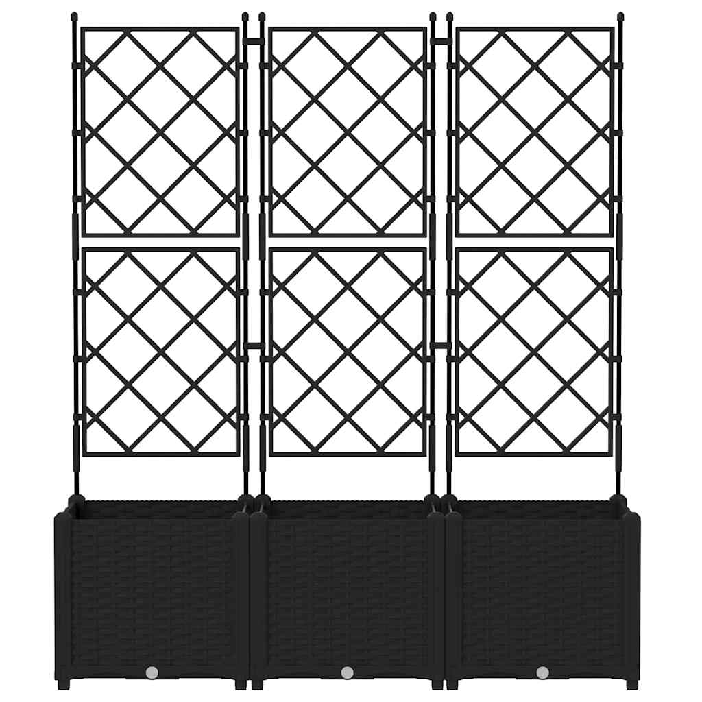 vidaXL Γλάστρα Κήπου 3 pcs Μαύρο 120 x 40 x 143 εκ. Πλαστικό