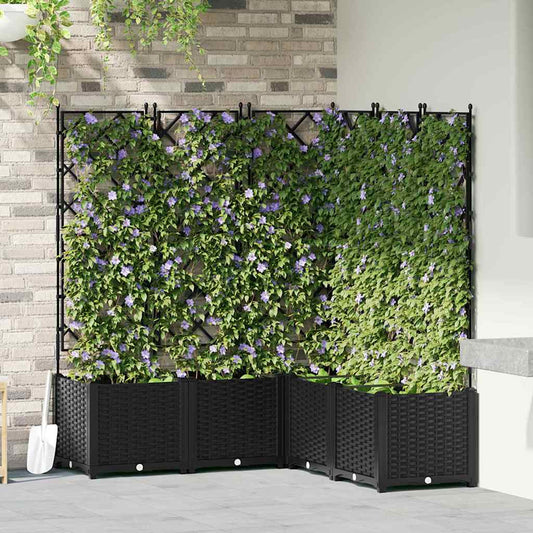 vidaXL Γλάστρα Κήπου 5 τμχ. Μαύρο 120 x 120 x 143 εκ. PP