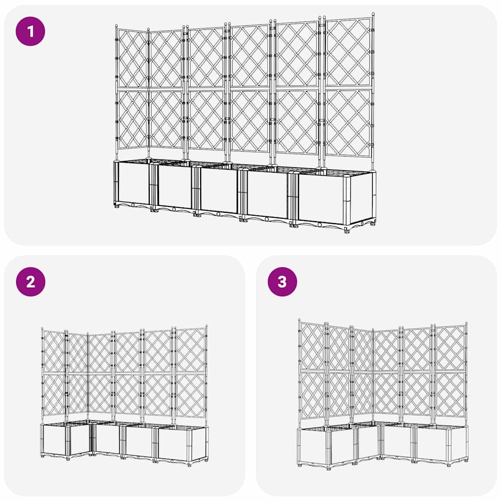 vidaXL Γλάστρα Κήπου 5 τμχ. Μαύρο 120 x 120 x 143 εκ. PP