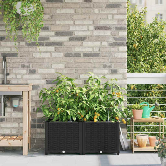 vidaXL Γλάστρα Κήπου 2 pcs Μαύρο 80 x 40 x 37,5 cm Πλαστικό