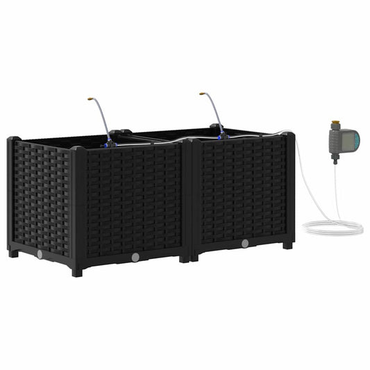 vidaXL Γλάστρα Κήπου 2 pcs Μαύρο 80 x 40 x 37,5 cm Πλαστικό