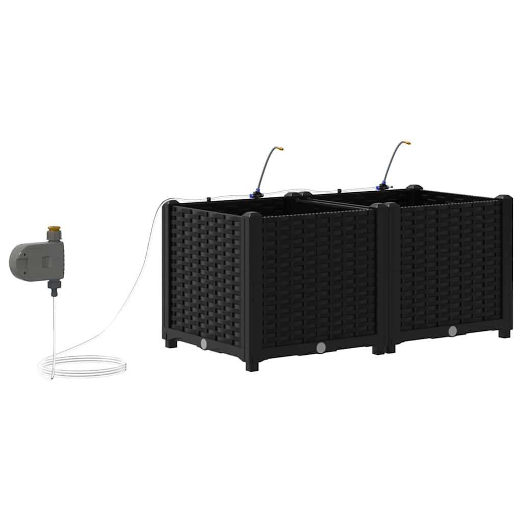 vidaXL Γλάστρα Κήπου 2 pcs Μαύρο 80 x 40 x 37,5 cm Πλαστικό