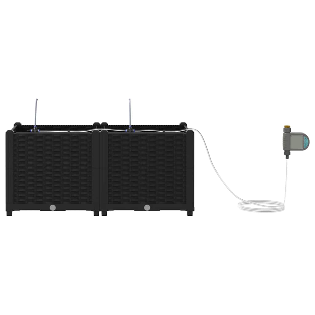 vidaXL Γλάστρα Κήπου 2 pcs Μαύρο 80 x 40 x 37,5 cm Πλαστικό