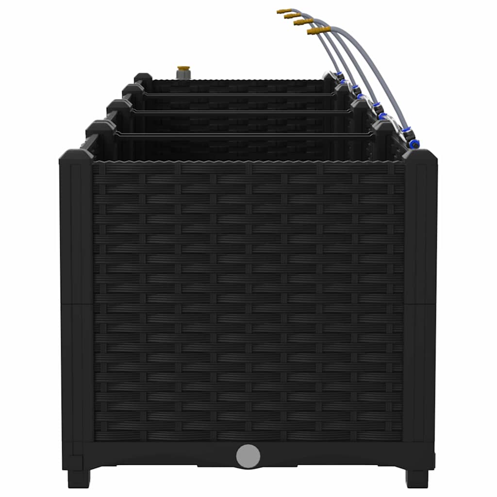 vidaXL Γλάστρα Κήπου 3 pcs Μαύρο 120 x 40 x 37,5 cm Πλαστικό