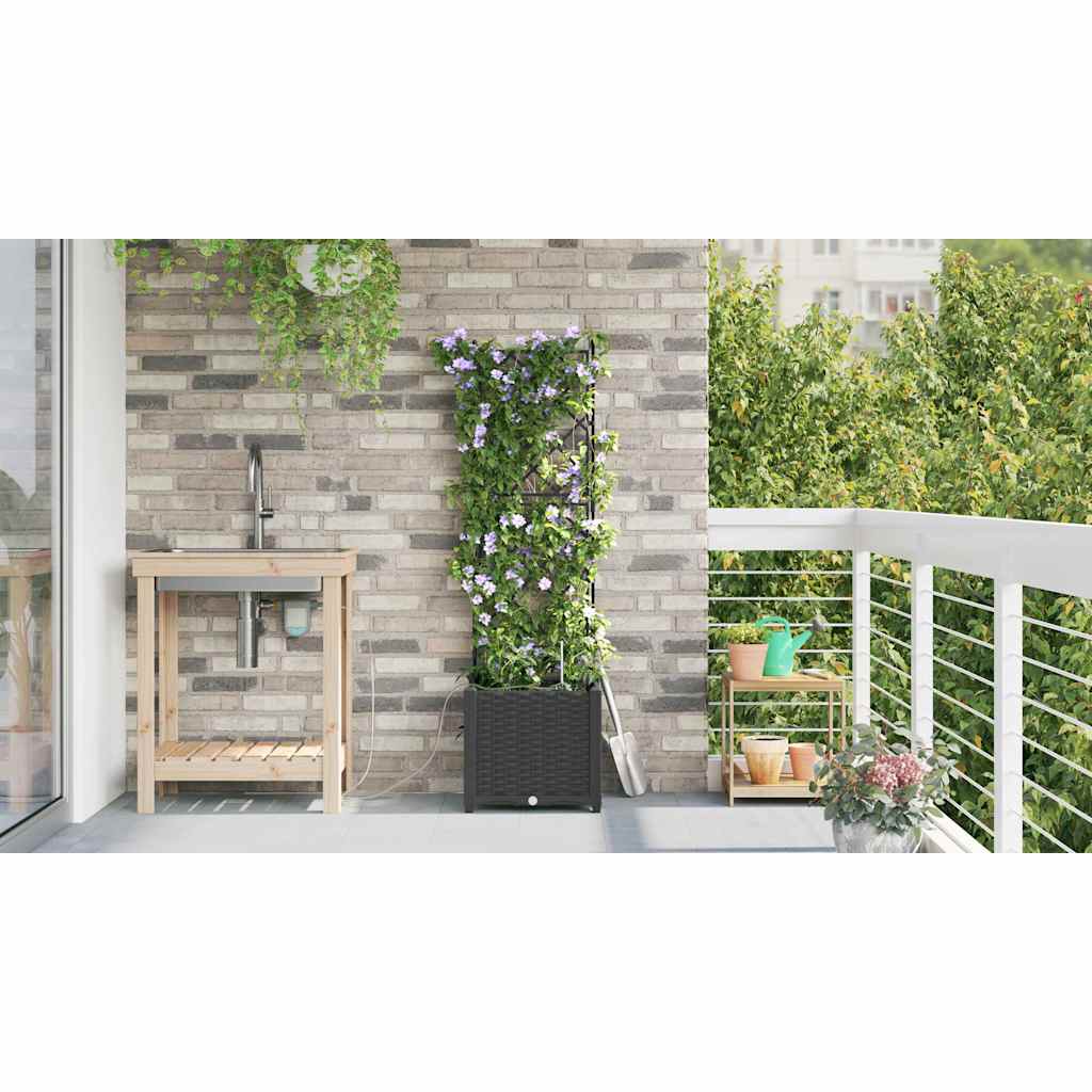 vidaXL Γλάστρα Κήπου Μαύρο 40 x 40 x 142 cm Πλαστικό