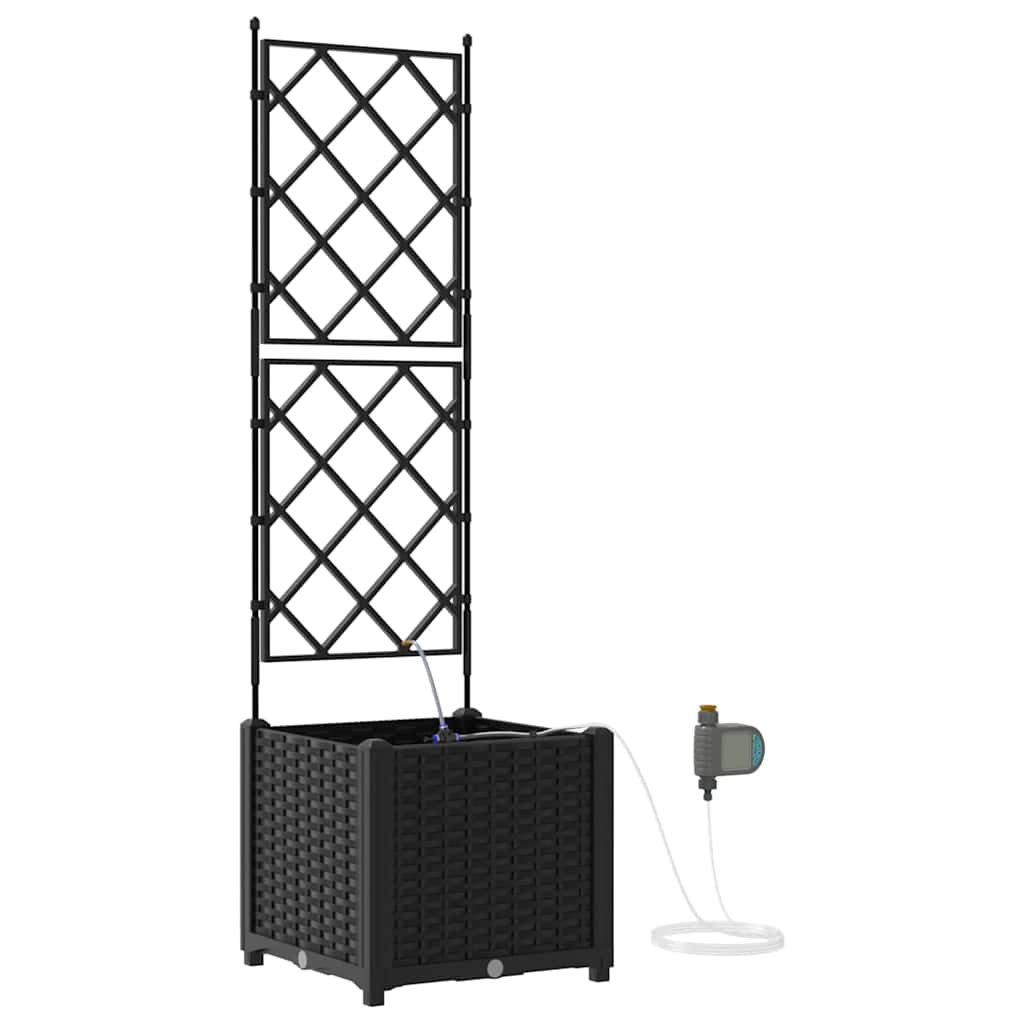 vidaXL Γλάστρα Κήπου Μαύρο 40 x 40 x 142 cm Πλαστικό