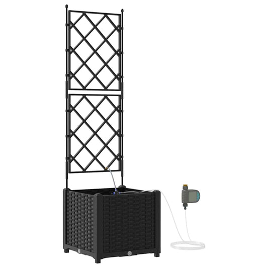 vidaXL Γλάστρα Κήπου Μαύρο 40 x 40 x 142 cm Πλαστικό