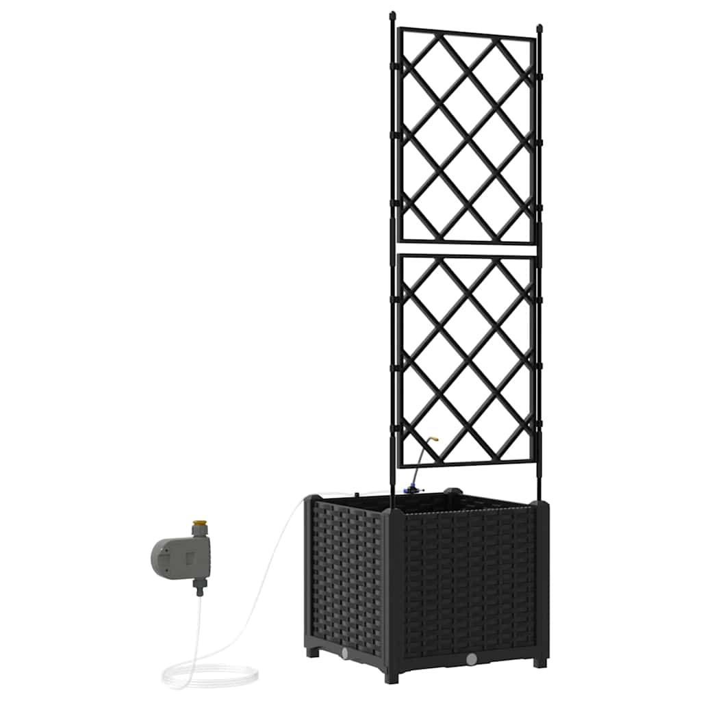 vidaXL Γλάστρα Κήπου Μαύρο 40 x 40 x 142 cm Πλαστικό