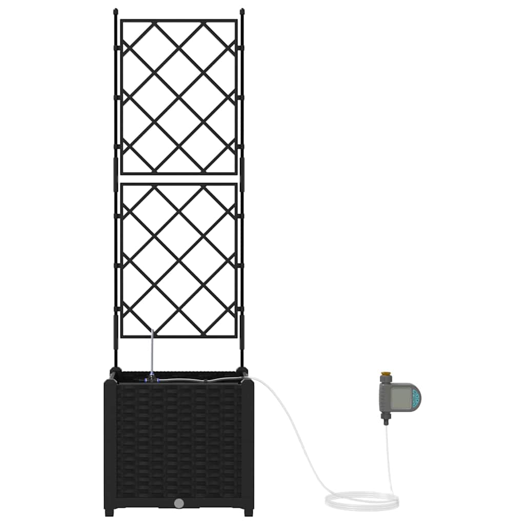 vidaXL Γλάστρα Κήπου Μαύρο 40 x 40 x 142 cm Πλαστικό