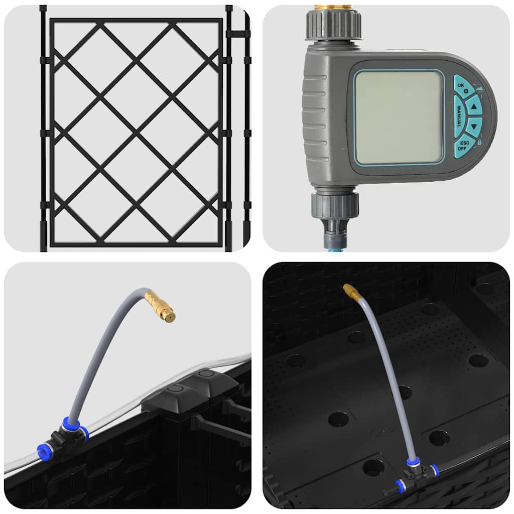 vidaXL Γλάστρα Κήπου 2 pcs Μαύρο Πλαστικό