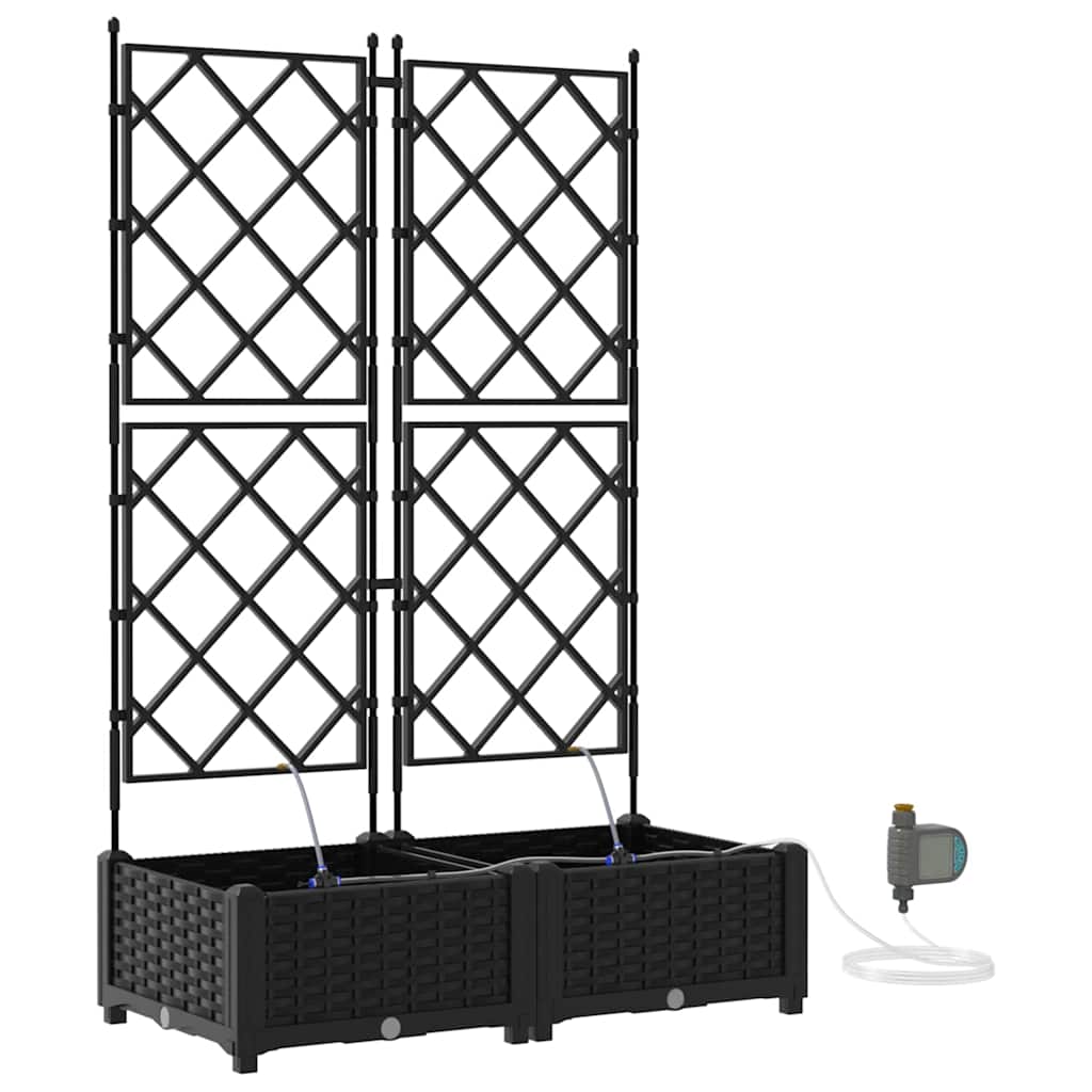 vidaXL Γλάστρα Κήπου 2 pcs Μαύρο Πλαστικό