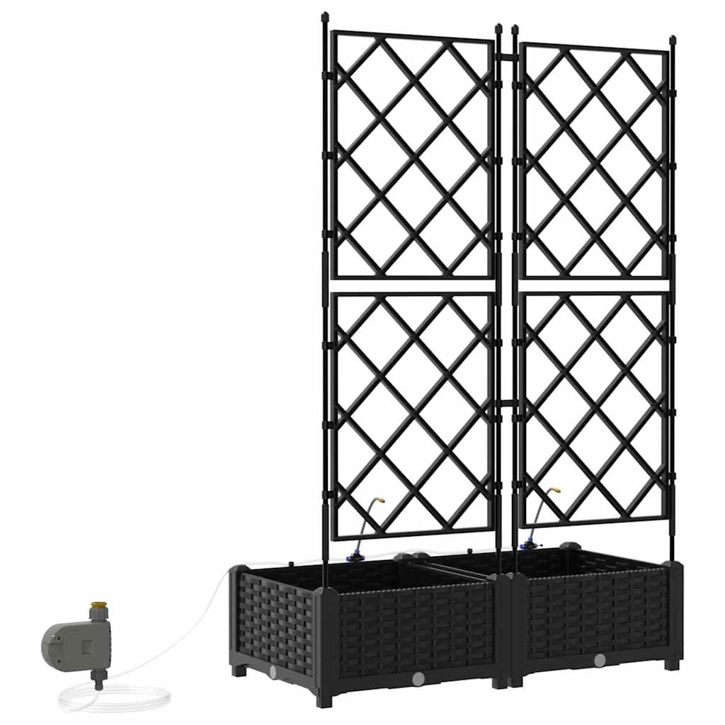 vidaXL Γλάστρα Κήπου 2 pcs Μαύρο Πλαστικό