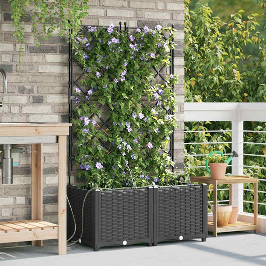 vidaXL Γλάστρα Κήπου 2 pcs Μαύρο 80 x 40 x 142 cm Πλαστικό
