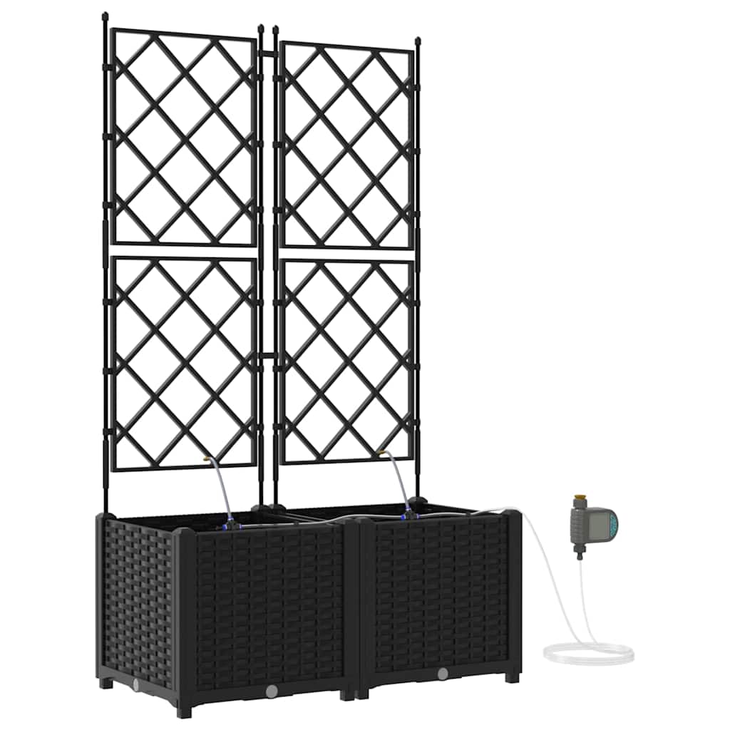 vidaXL Γλάστρα Κήπου 2 pcs Μαύρο 80 x 40 x 142 cm Πλαστικό