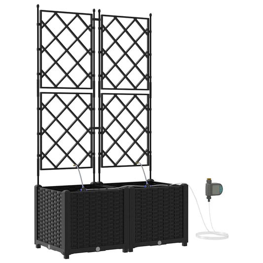 vidaXL Γλάστρα Κήπου 2 pcs Μαύρο 80 x 40 x 142 cm Πλαστικό