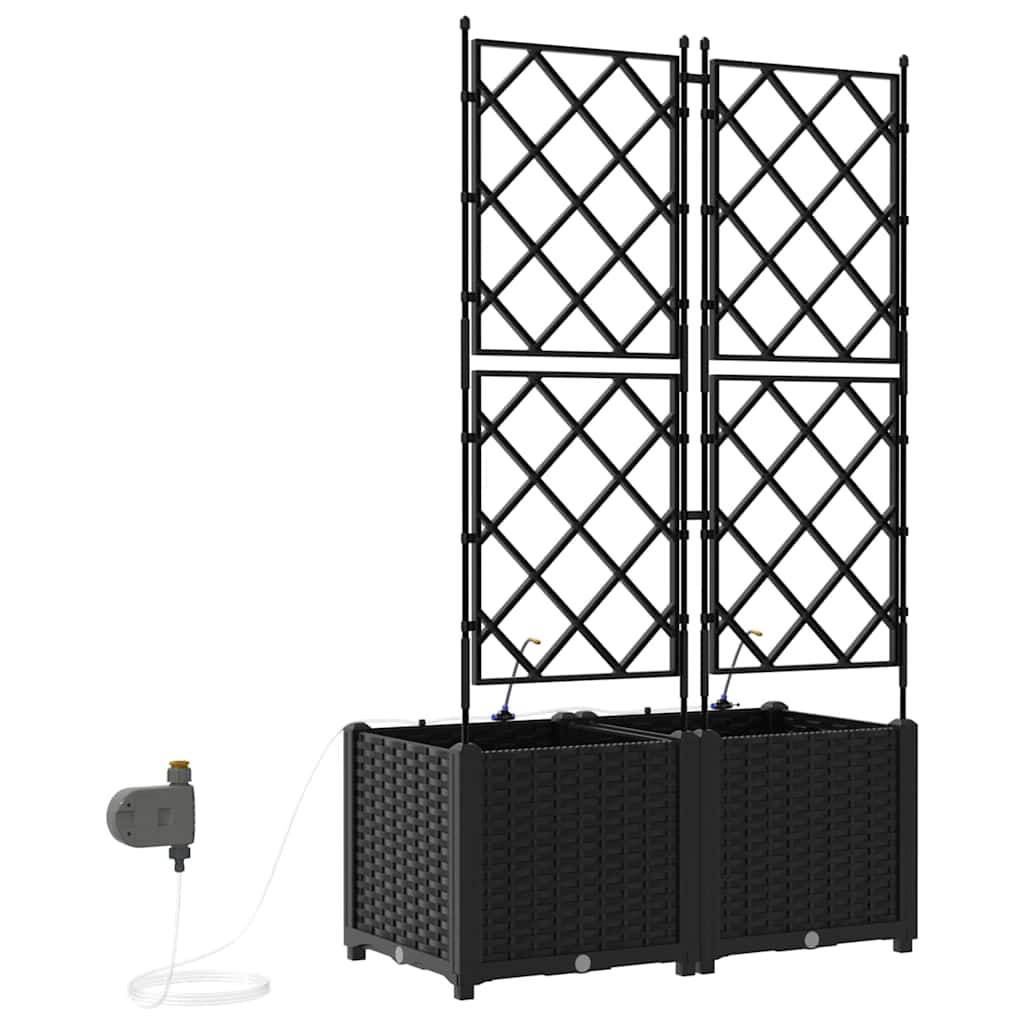 vidaXL Γλάστρα Κήπου 2 pcs Μαύρο 80 x 40 x 142 cm Πλαστικό