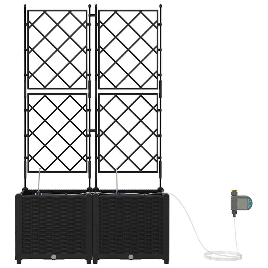 vidaXL Γλάστρα Κήπου 2 pcs Μαύρο 80 x 40 x 142 cm Πλαστικό
