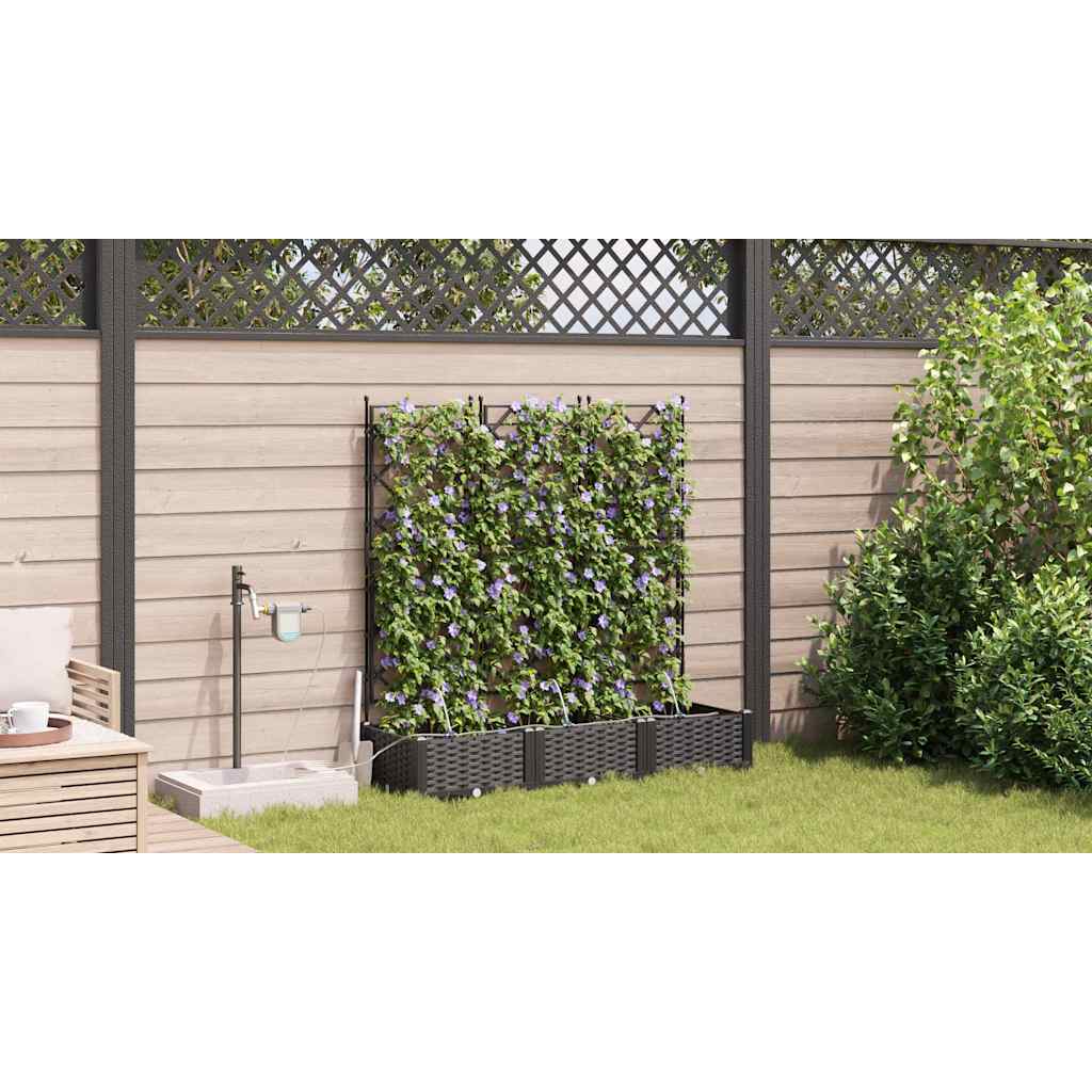 vidaXL Γλάστρα Κήπου 3 pcs Μαύρο 120 x 40 x 126 cm Πλαστικό