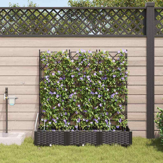 vidaXL Γλάστρα Κήπου 3 pcs Μαύρο 120 x 40 x 126 cm Πλαστικό