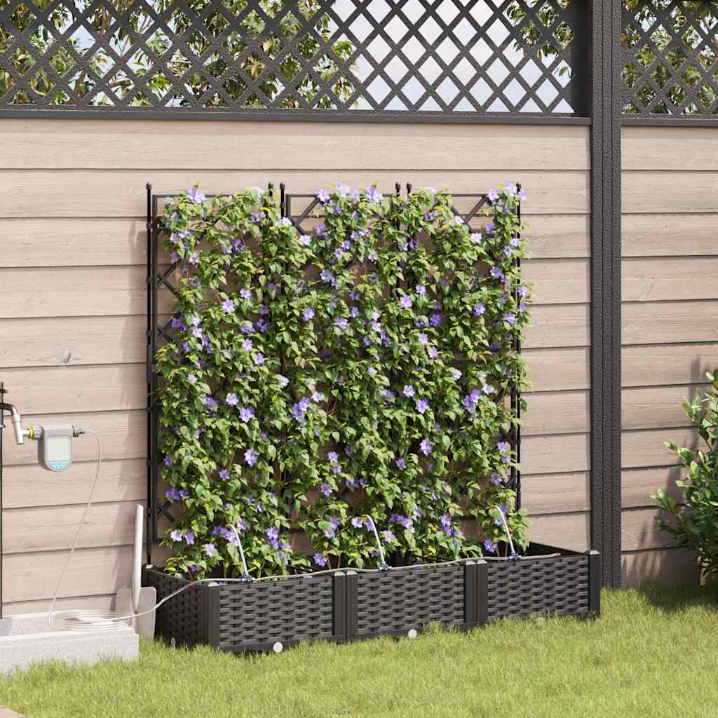 vidaXL Γλάστρα Κήπου 3 pcs Μαύρο 120 x 40 x 126 cm Πλαστικό