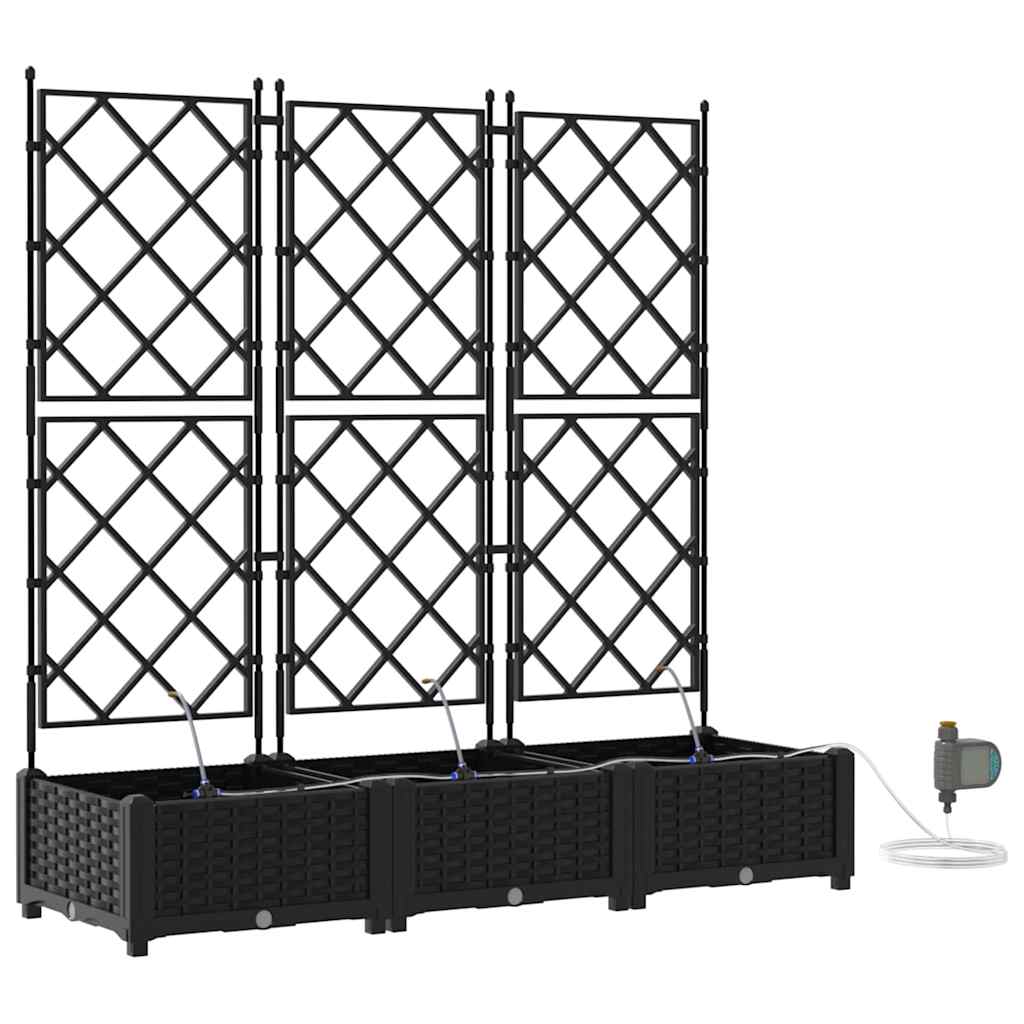 vidaXL Γλάστρα Κήπου 3 pcs Μαύρο 120 x 40 x 126 cm Πλαστικό