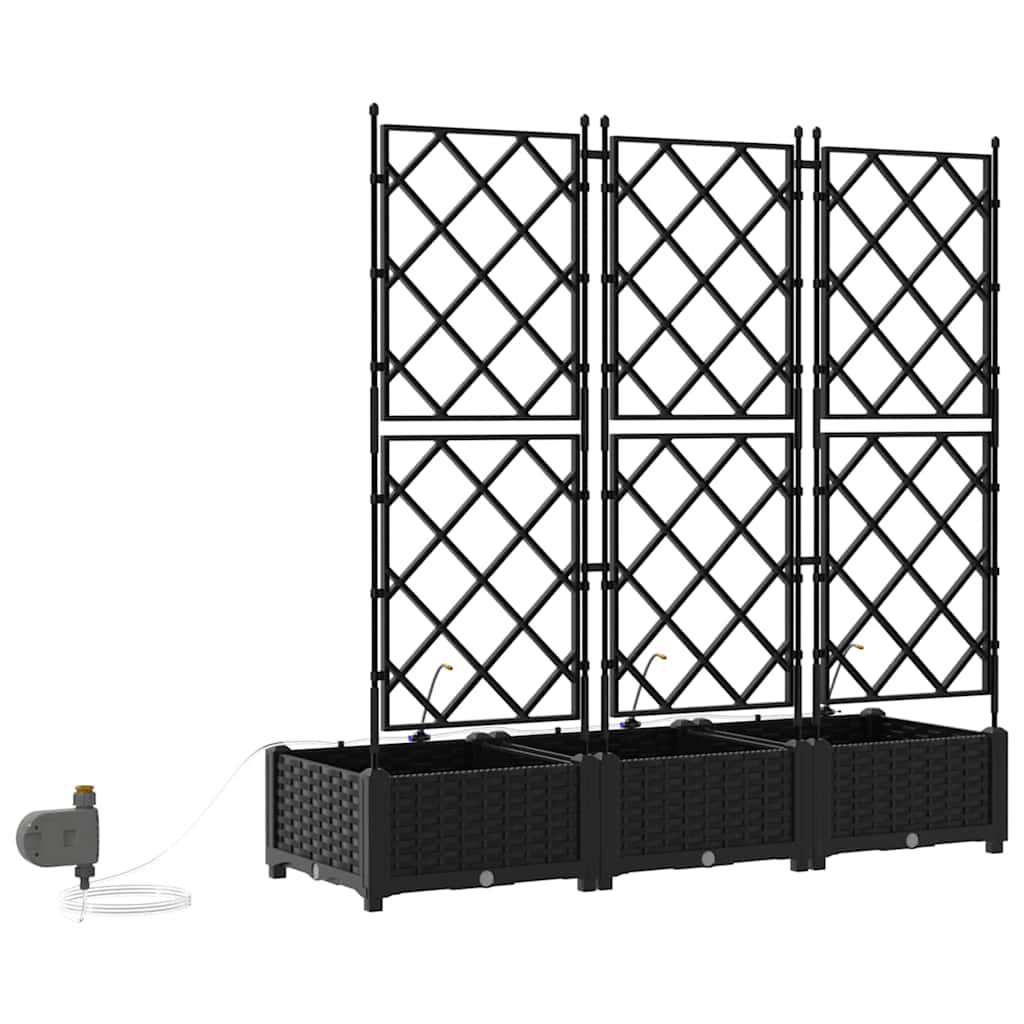 vidaXL Γλάστρα Κήπου 3 pcs Μαύρο 120 x 40 x 126 cm Πλαστικό