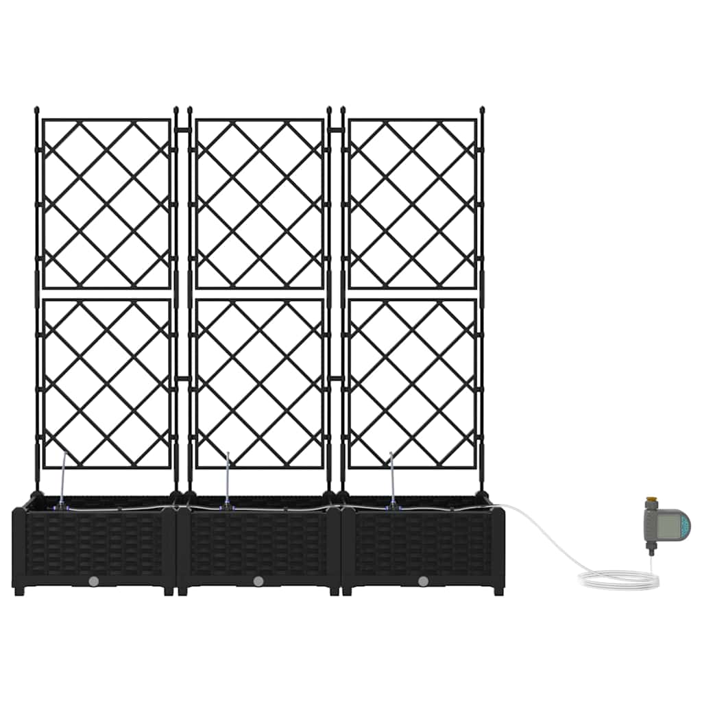 vidaXL Γλάστρα Κήπου 3 pcs Μαύρο 120 x 40 x 126 cm Πλαστικό
