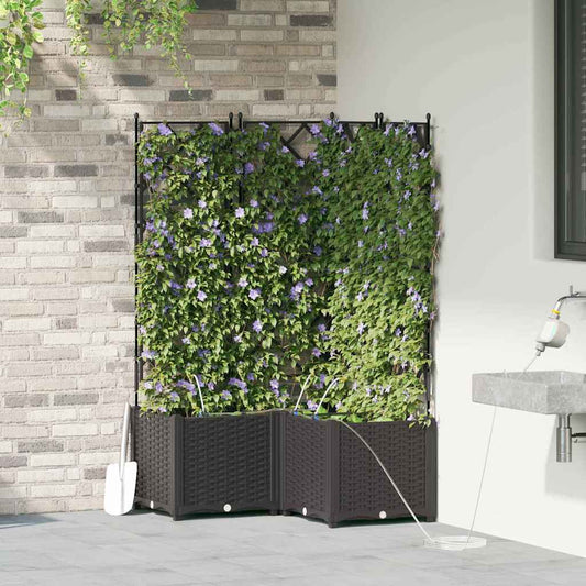 vidaXL Γλάστρα Κήπου 3 pcs Μαύρο 80 x 80 x 142 cm Πλαστικό